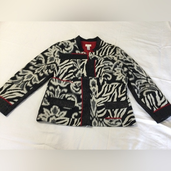 Chico's Jackets & Blazers - VINTAGE CHICO'S ANIMAL PRINT MIXED BLAZER JACKET Size 1